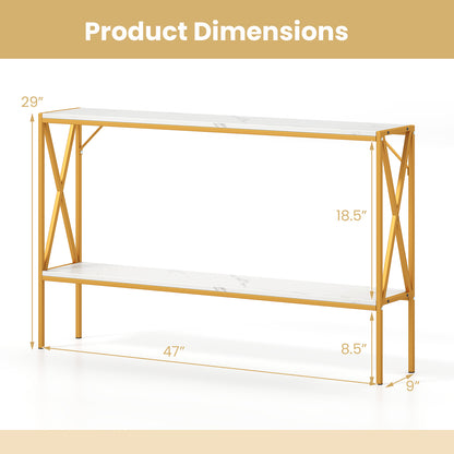 Narrow Console Table 2-Tier Entryway Table with Storage-White