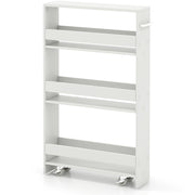 Narrow Mobile Serving Cart with Open Shelves for Kitchen Bathroom Living Room-Off White