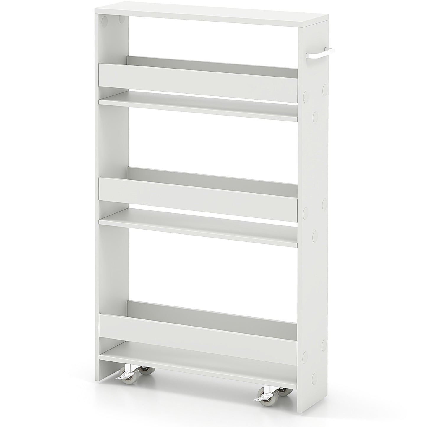Rolling Kitchen Slim Storage Cart Mobile Shelving Organizer with Handle-Gray - Off White