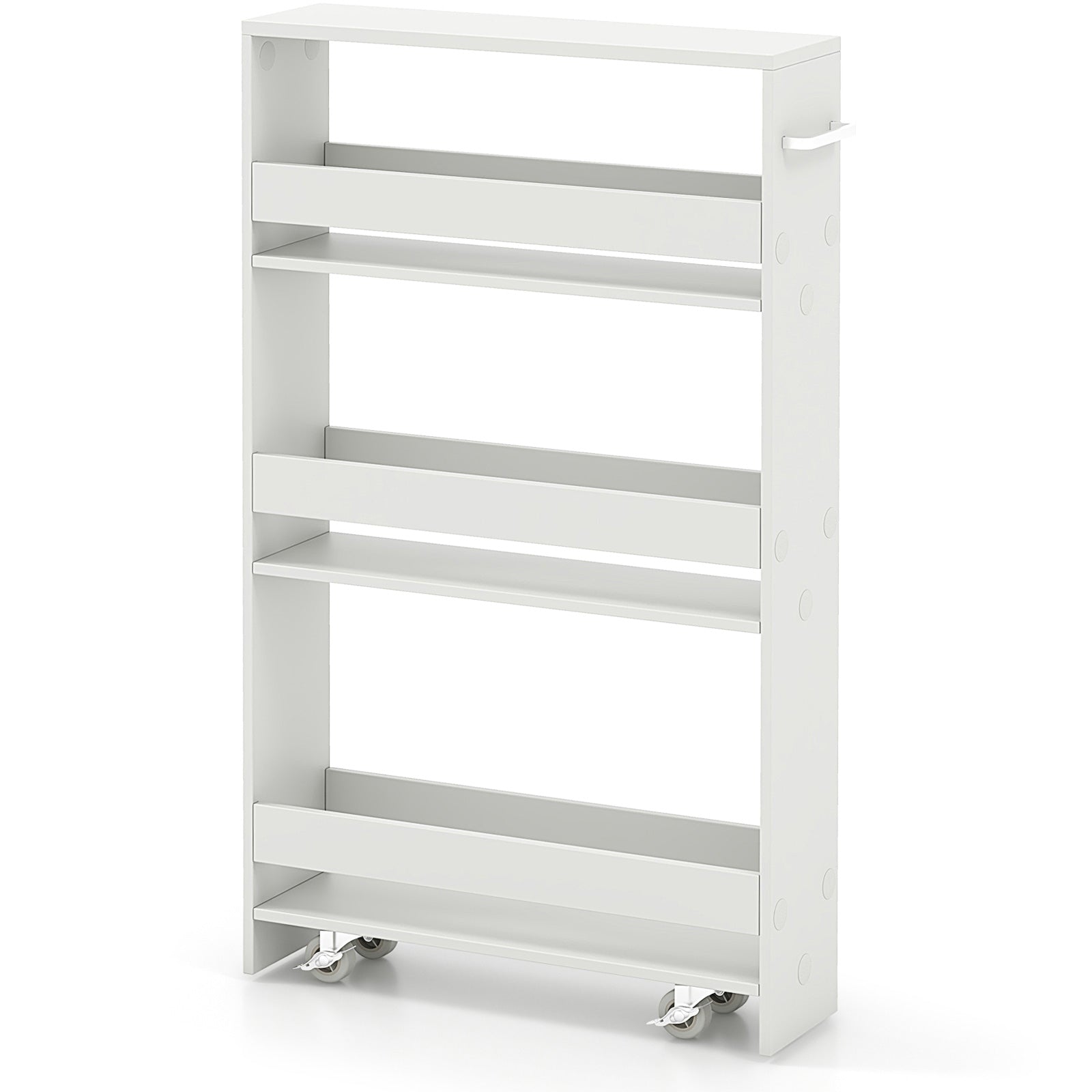Rolling Kitchen Slim Storage Cart Mobile Shelving Organizer with Handle-Gray - Off White
