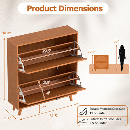 Narrow Shoe Cabinet with Adjustable and Removable Shelves for Entryway Foyer