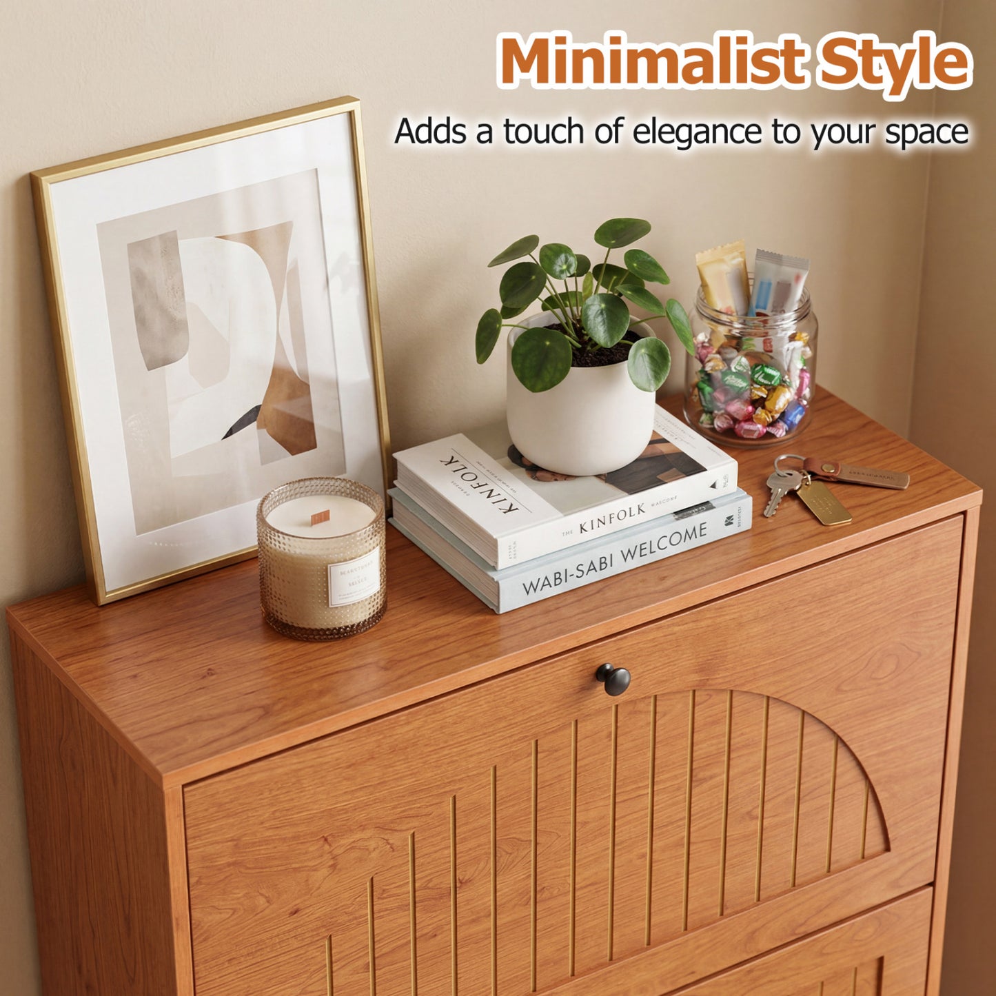 Narrow Shoe Cabinet with Adjustable and Removable Shelves for Entryway Foyer