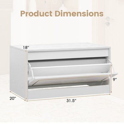 Narrow Shoe Cabinet with Flip Drawer and Adjustable Shelf