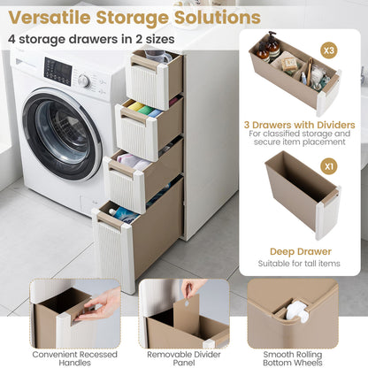 Narrow Storage Cabinet with Drawers and Removable Dividers