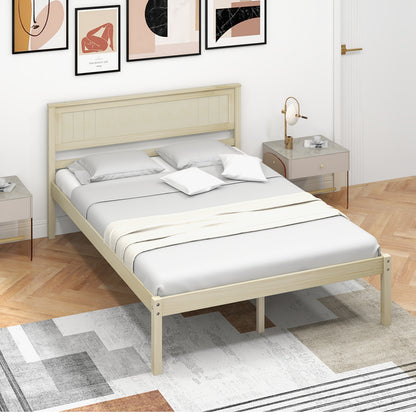 Twin/Full/Queen Size Wooden Bed Frame with Headboard and Slat Support-Full Size