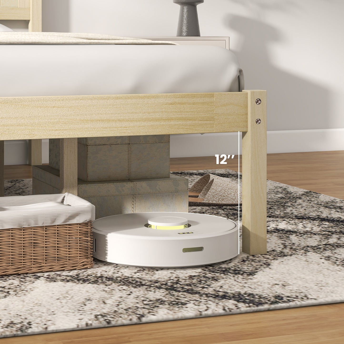 Twin/Full/Queen Size Wooden Bed Frame with Headboard and Slat Support-Queen Size