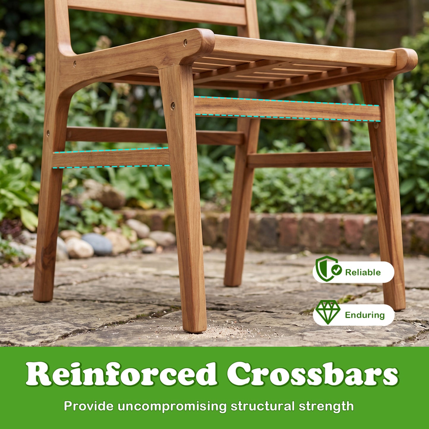 Teak Wood Patio Dining Chair with Slanted Back