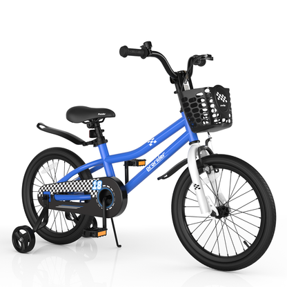 18 Feet Kids Bike with Removable Training Wheels-Blue - Navy