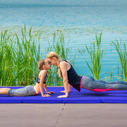 4-Panel Folding Gymnastics Mat with Carrying Handles for Home Gym-Navy