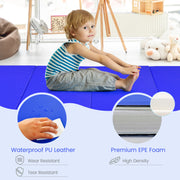 4-Panel Folding Gymnastics Mat with Carrying Handles for Home Gym-Navy