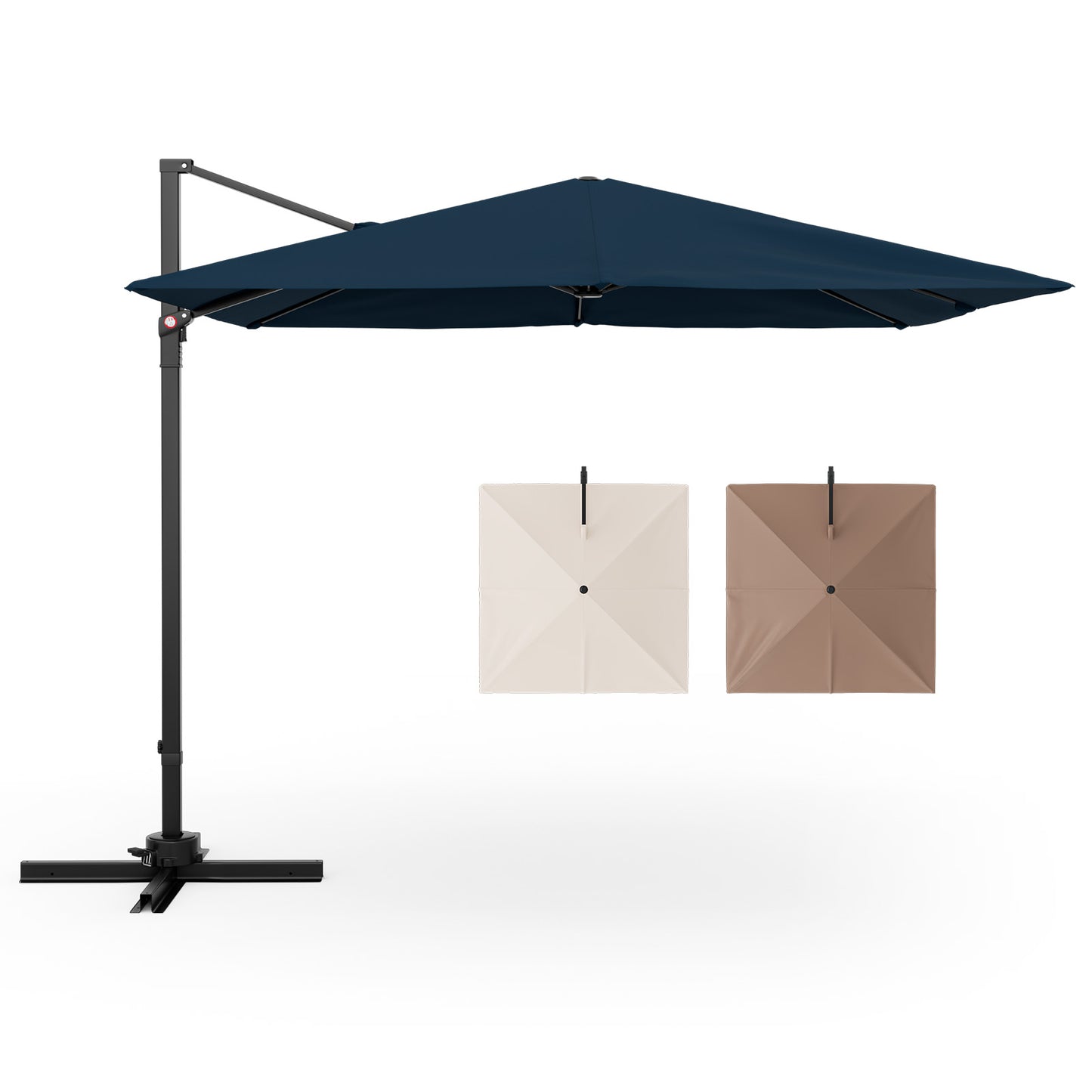 9.5 Feet Square Patio Cantilever Umbrella with 360° Rotation-Gray - Navy