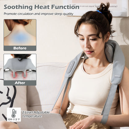 Neck Shoulder Massager 4D Deep Tissue Kneading Shiatsu Massage Machine-Gray