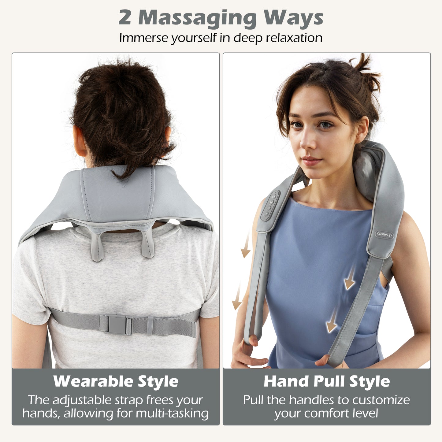 Neck Shoulder Massager 4D Deep Tissue Kneading Shiatsu Massage Machine-Gray