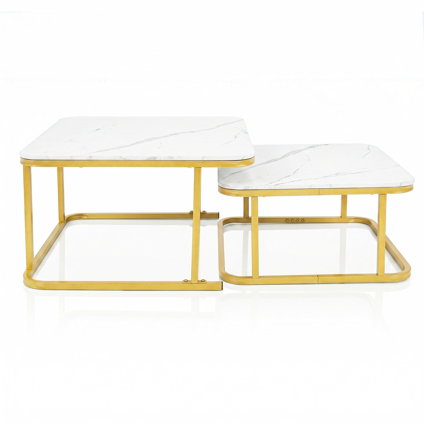 Nesting Coffee Table Set of 2 with Faux Marble Top