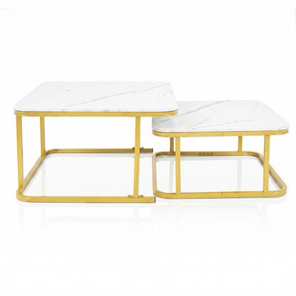 Nesting Coffee Table Set of 2 with Faux Marble Top