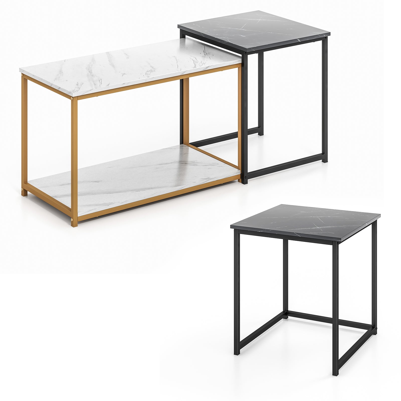 Nesting Coffee Table Set of 3-Black