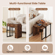 2-in-1 Nesting Coffee Table Set of 2 for Living Room and Bedroom-Rustic Brown