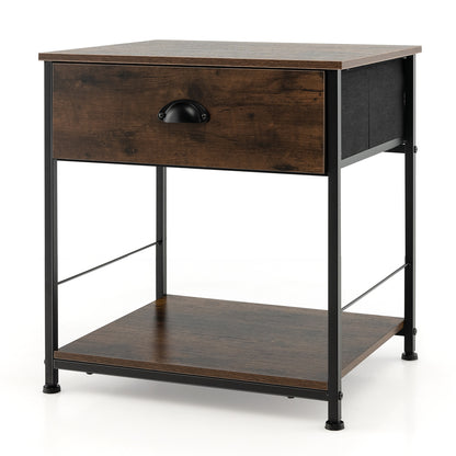 2 Tiers Nightstand with Open Storage Shelf for Living Room Bedroom-1 Piece