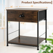 2 Tiers Nightstand with Open Storage Shelf for Living Room Bedroom-1 Piece