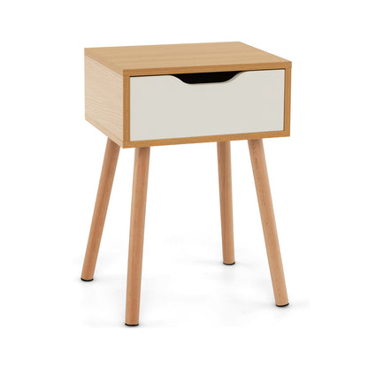 Set of 1/2 Modern Nightstand with Storage Drawer for Bedroom Living Room-1 Piece