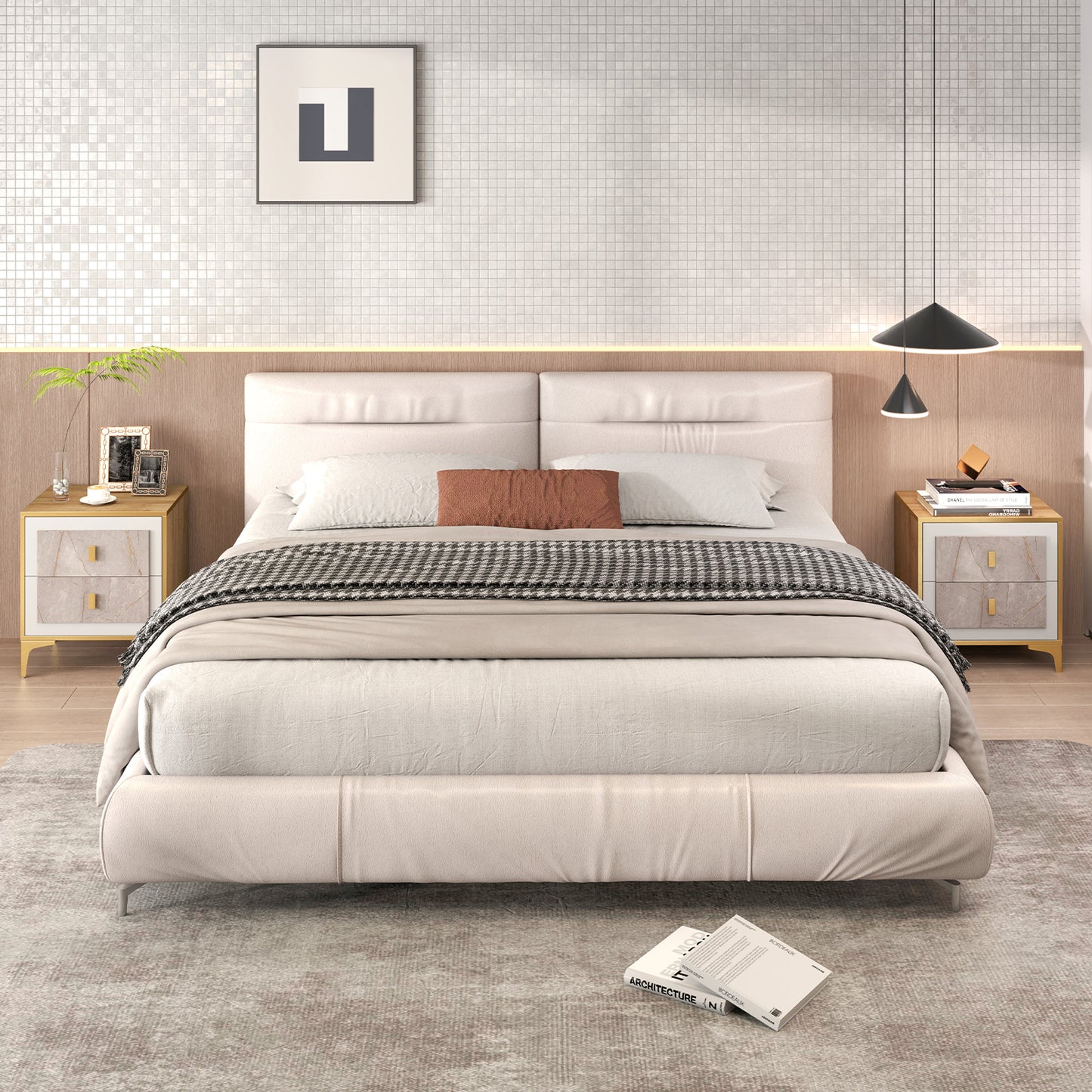 Nightstand with 2 Pull-out Drawers for Living Room Bedroom