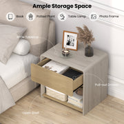 2-Tier Modern Style Nightstand with Drawer and Open Shelf-Oak