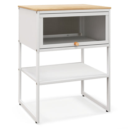 Nightstand with Flip up Door Storage Shelf