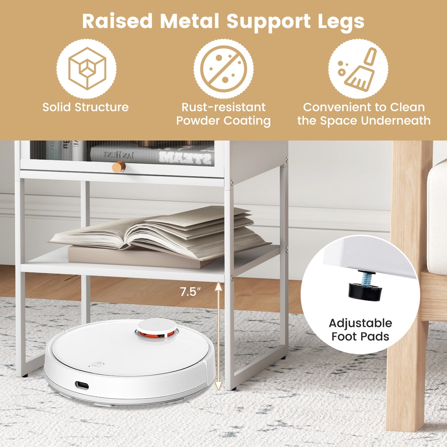 Nightstand with Flip up Door Storage Shelf