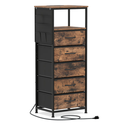 Nightstand with Integrated Charging Station 39 Inches Modern Bedside Table