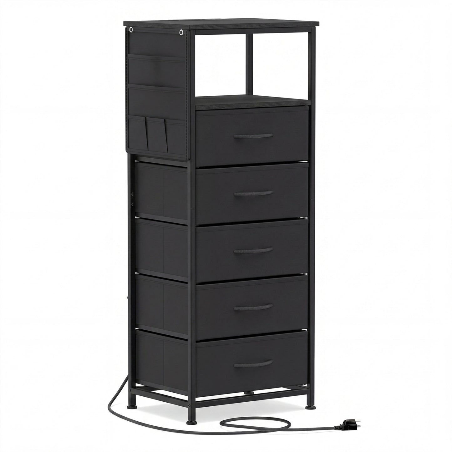 Nightstand with Integrated Charging Station 39 Inches Modern Bedside Table