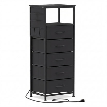 Nightstand with Integrated Charging Station 39 Inches Modern Bedside Table