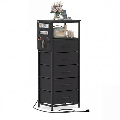 Nightstand with Integrated Charging Station 39 Inches Modern Bedside Table
