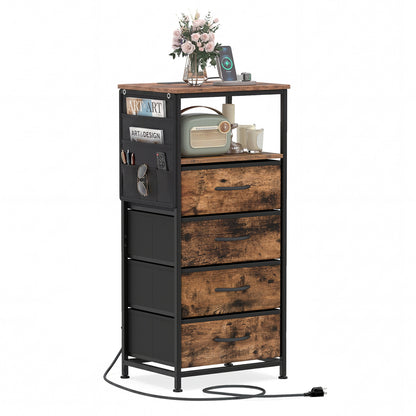 Nightstand with Integrated Charging Station 34" Modern Bedside Table