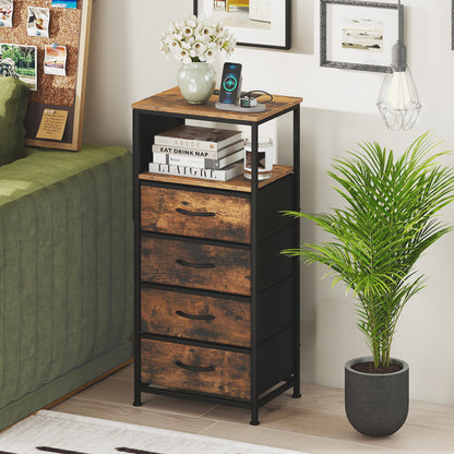 Nightstand with Integrated Charging Station 34" Modern Bedside Table