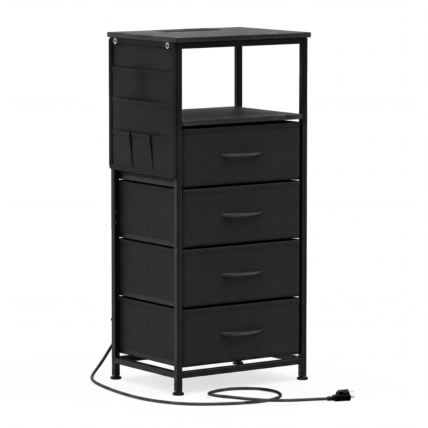 Nightstand with Integrated Charging Station 34" Modern Bedside Table