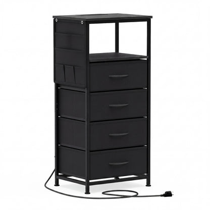Nightstand with Integrated Charging Station 34" Modern Bedside Table