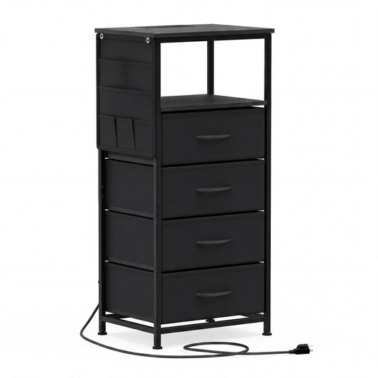 Nightstand with Integrated Charging Station 34" Modern Bedside Table