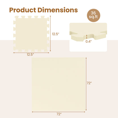 Interlocking Foam Floor Tiles 36-Pack with Borders