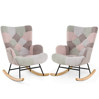 Nursery Rocking Chair with Ergonomic Armrests and High Backrest for Living Room