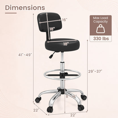 Drafting Chair with Adjustable Height & Footring