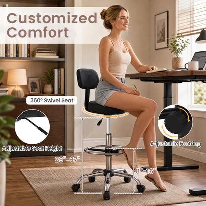 Drafting Chair with Adjustable Height & Footring