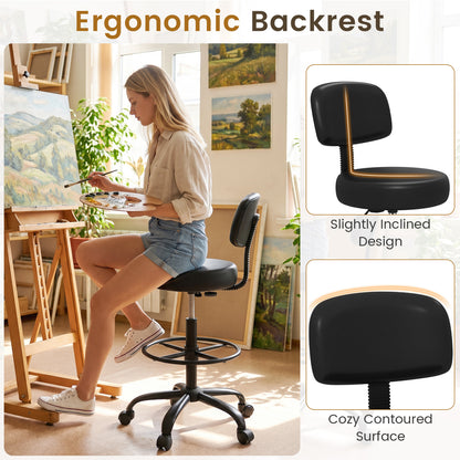 Drafting Chair with Adjustable Height & Footring