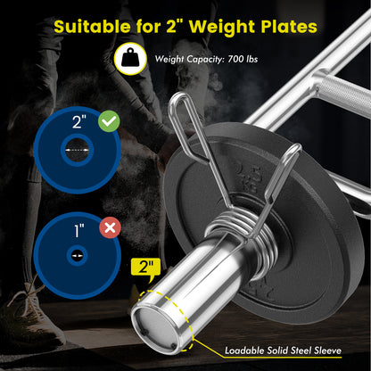 700 LBS Olympic Triceps Bar with Knurled Handles for Squats Deadlifts Shrugs
