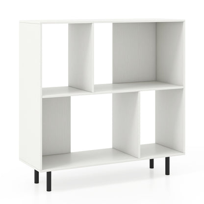 Open Shelf Bookcase with 4 Compartments-White - White