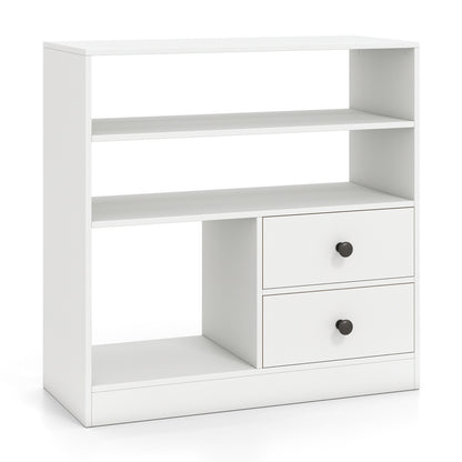Console Table with 3 Open Shelves and 2 Fabric Drawers