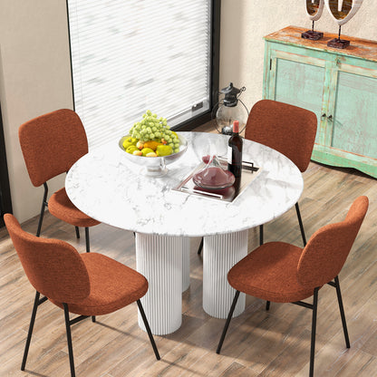 Set of 2 Modern Armless Dining Chairs with Linen Fabric-Orange