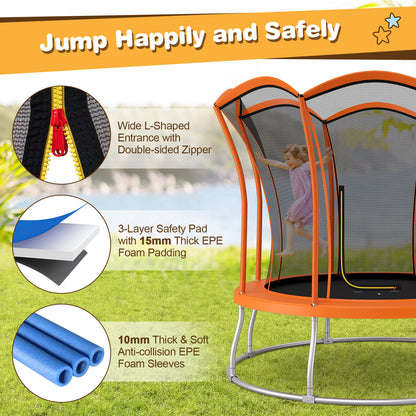 8 Feet Outdoor Unique Flower Shape Trampoline with Enclosure Net