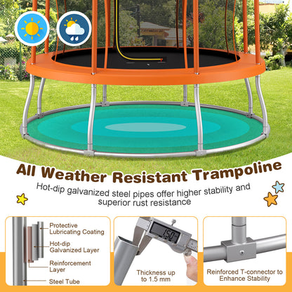 8 Feet Outdoor Unique Flower Shape Trampoline with Enclosure Net