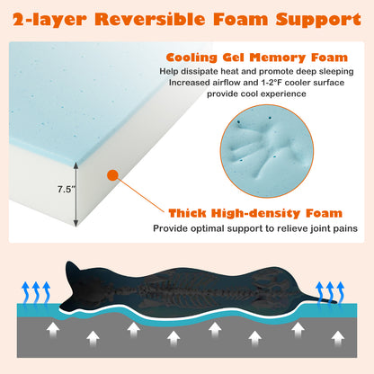 Orthopedic Dog Bed Memory Foam Pet Bed with Headrest for Large Dogs-Grey