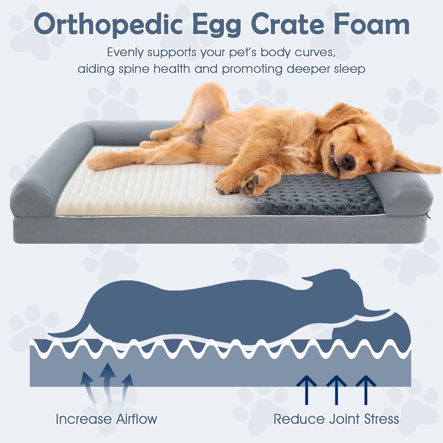 Orthopedic Foam Dog Bed Large Dog Sofa Couch with Removable Cover-L
